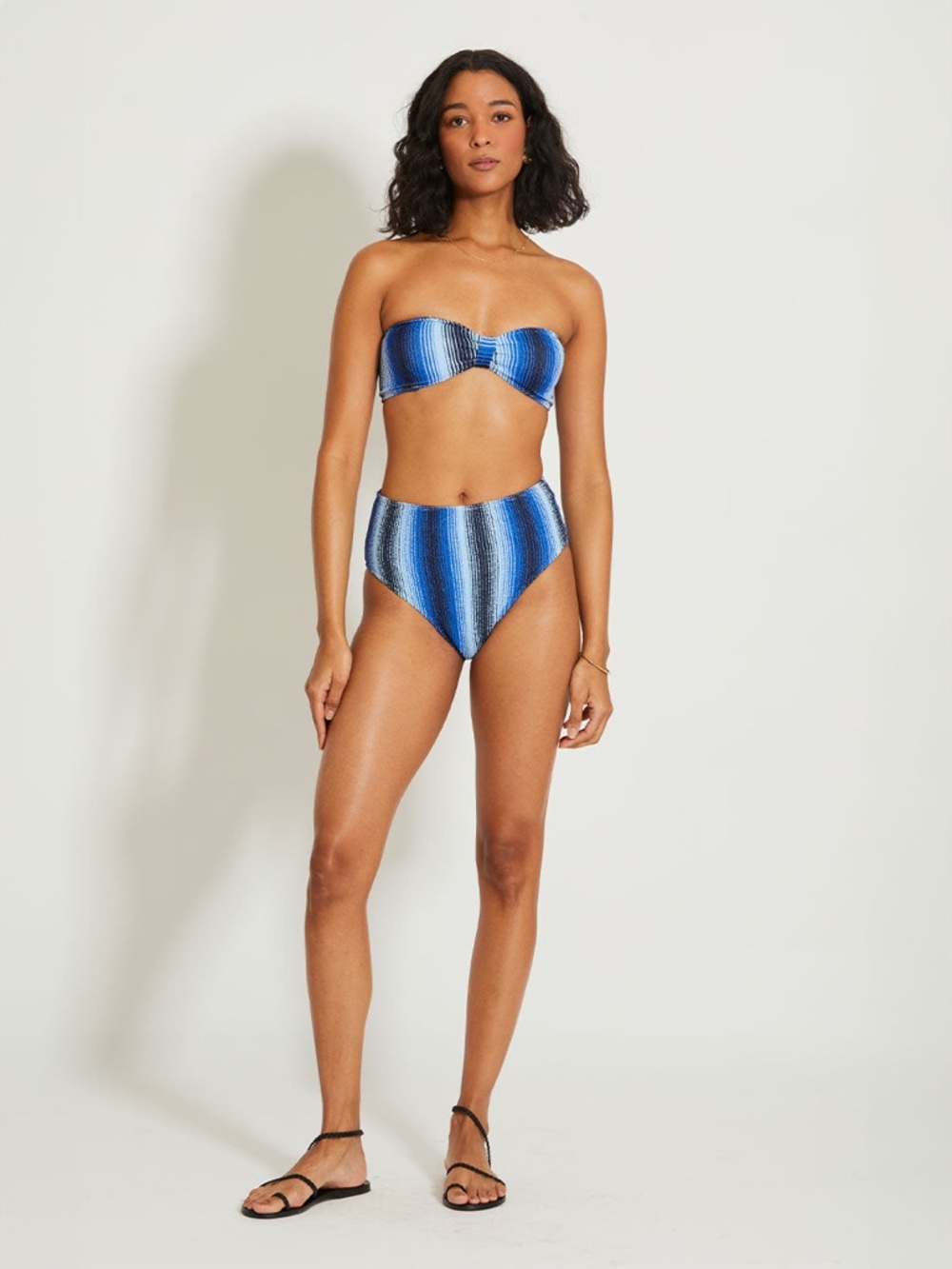 LemlemBlue Striped High-Waist Bandeau Bikini